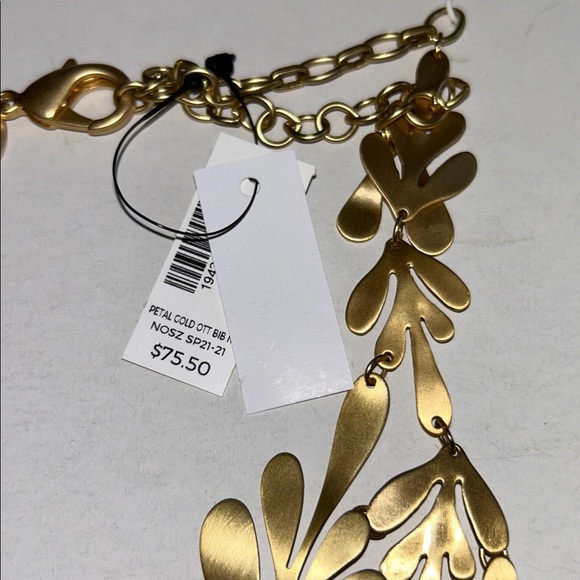 Chico's Petals Collectable Gold Tone Bib Necklace, Earrings & Cuff Bracelet Set - Picture 8 of 14